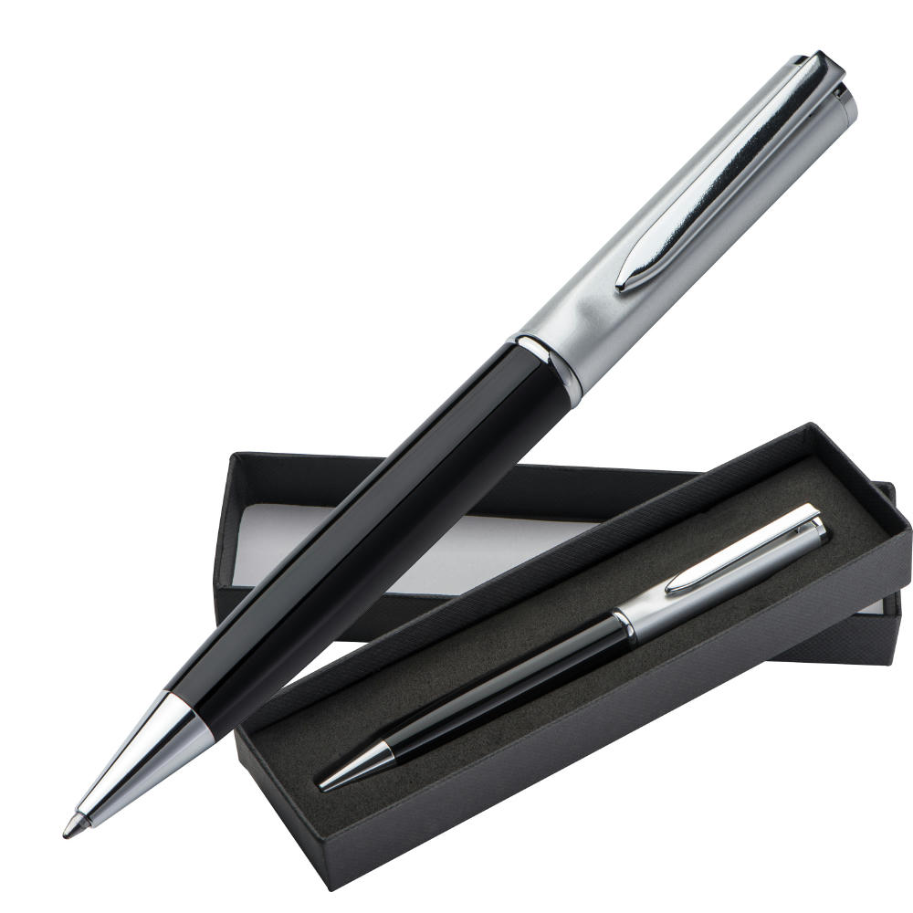 Product image Kugelschreiber aus Metall mit silbernem Oberteil Werbeartikel