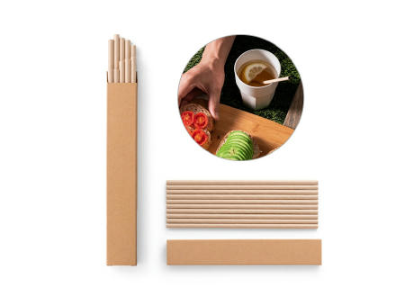 LAMONE. Strohhalm-Set aus Kraftpapier Werbeartikel