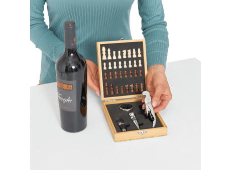 BAMBOO CHESS - Weinsetmit Schachspiel Werbeartikel