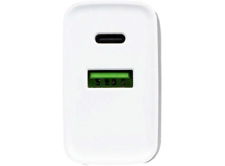 Ladegerät mit 20W Power Delivery und Quick Charge für USB-A und USB-C Werbeartikel