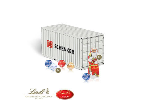 Product image 3D Präsent "Container" mit Lindt Minis und Nikolaus Werbeartikel