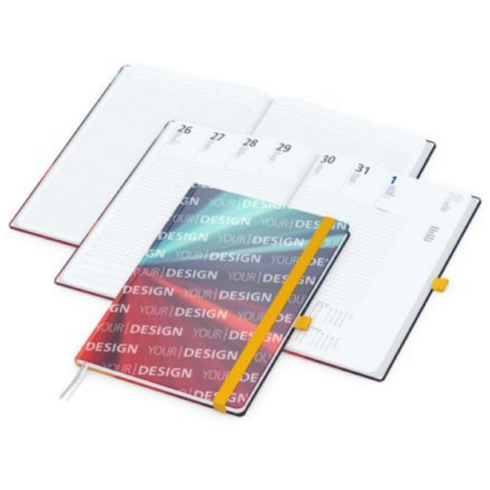 Wochenkalender vorne + Notizen hinten Match-Hybrid Papier-Hardcover Werbeartikel