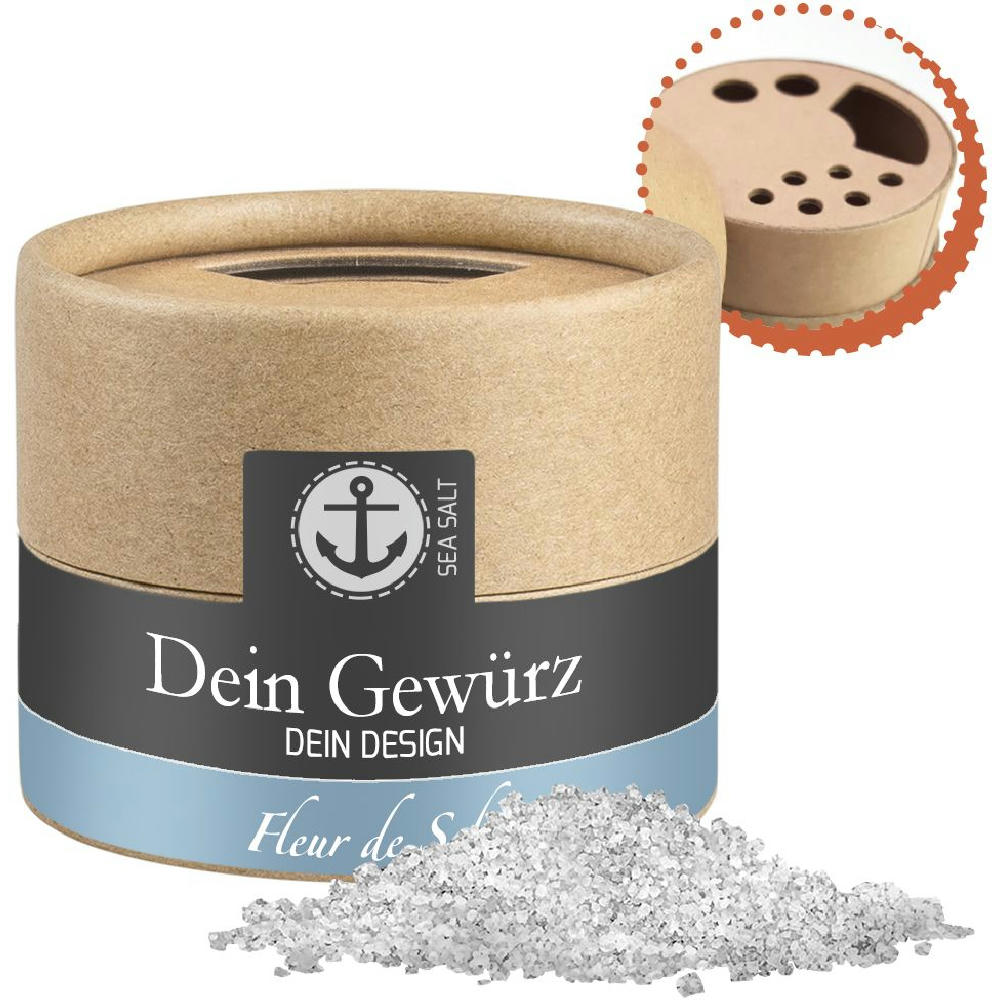 Product image Fleur de Sel, ca. 40g, Kraftpapierstreuer Mini Werbeartikel