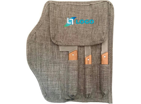 Set mit 3 Küchenmessern 'Stavanger', Olivenholz Werbeartikel