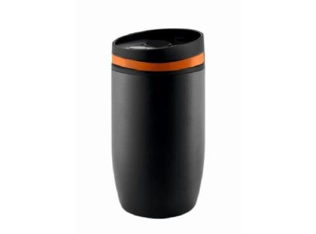 Product image Metmaxx® Thermobecher "CremaOfficinaNero" schwarz/Ring orange Werbeartikel