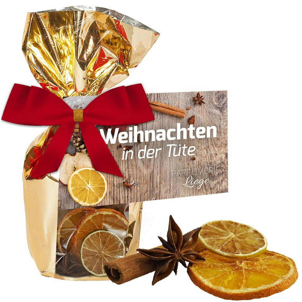 Duft-Deko, ca. 30g, Goldfolienbeutel mit Werbekarte Werbeartikel