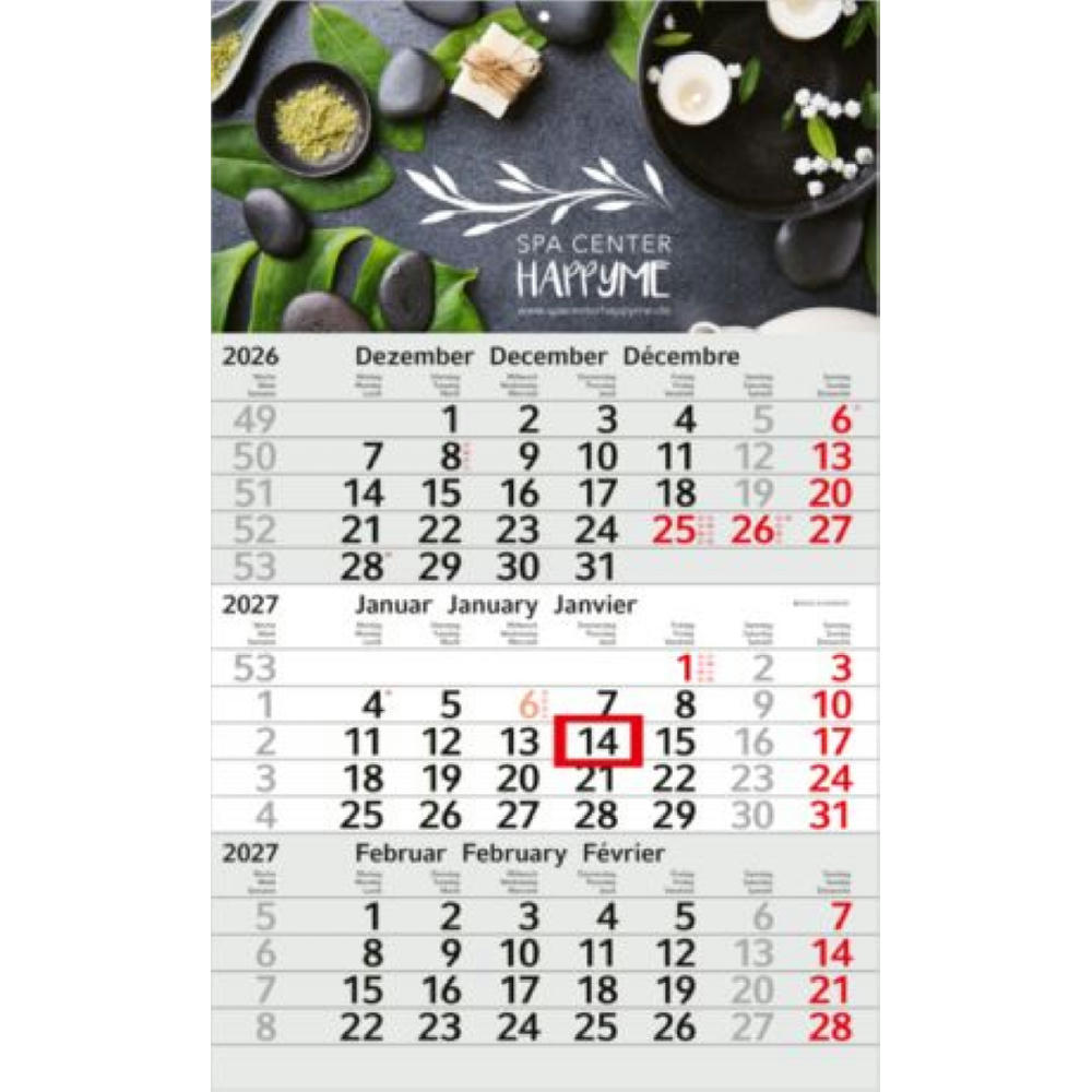 3-Monatskalender Budget 3 EXPRESS Schrift modern Werbeartikel