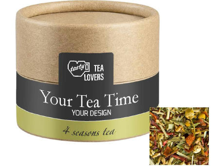Product image Kräutertee Vierjahreszeiten, ca. 9g, Kraftpapierdose Mini Werbeartikel