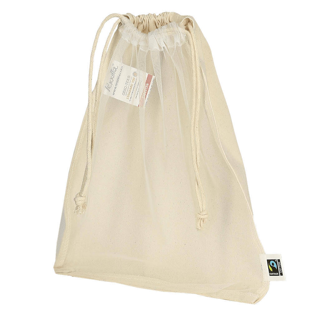 T15091-TEXXILLA Netzbeutel aus Fairtrade-zertifizierter Baumwolle, 25 x 30 cm, ca. 140 g/m² Werbeartikel