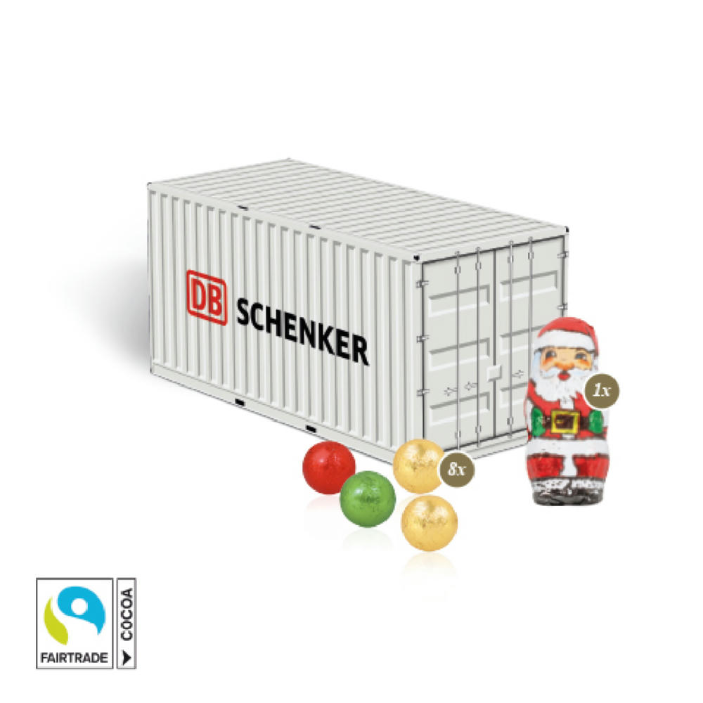 3D Präsent "Container" mit Fairtrade® Schokolade Werbeartikel