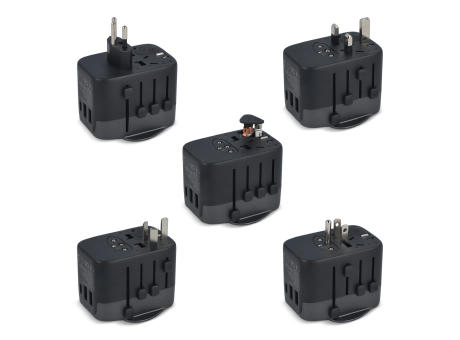  PowerPro Reiseadapter aus recyceltem Kunststoff Werbeartikel