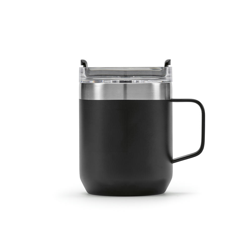 Shinano Tasse recy.Edelstahl, 440 ml. Doppelwandig mit drehbarem Deckel Werbeartikel