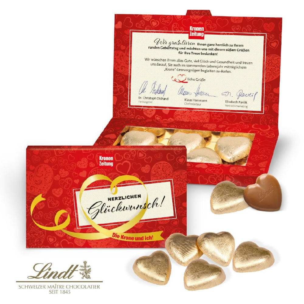 PRÄSENTBOX „BUSINESS” MIT LINDT SCHOKOHERZEN Werbeartikel