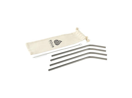 Reusable 4 pieces ECO Straw Set Strohalme aus Edelstahl Werbeartikel