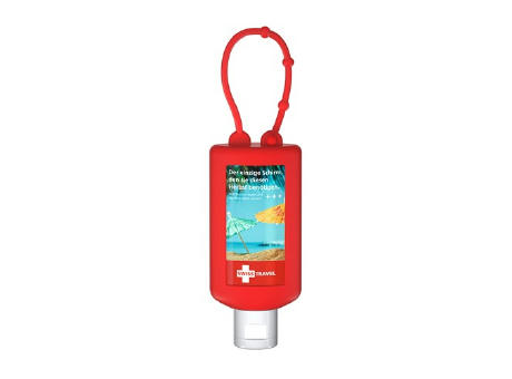 50 ml Bumper rot - Sonnenmilch LSF 30 (sensitiv) - Body Label Werbeartikel