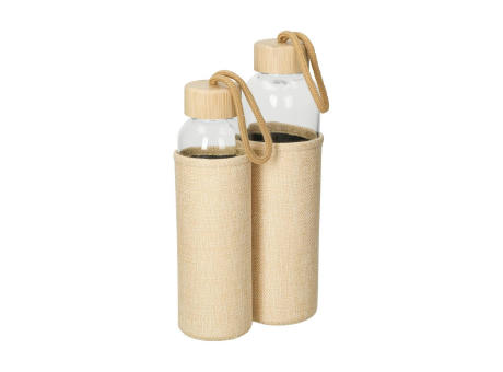 Product image Glasflasche mit Hülle "Natural", 0,5l bedrucken