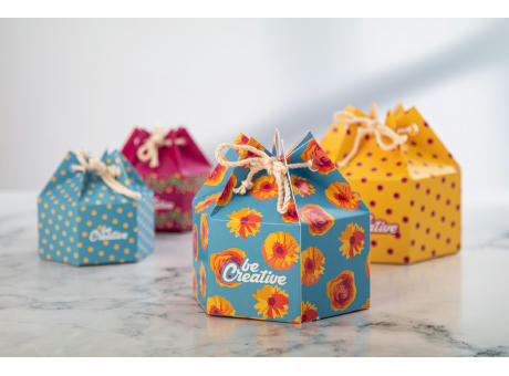 Sechseckige Geschenkbox CreaBox HexaCord M bedrucken