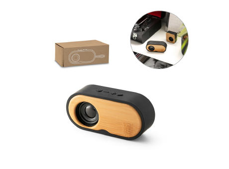 TILLY. Lautsprecher 3W mit 5 Stunden Akkulaufzeit aus Bambus und Recyceltes ABS (100% rABS) Werbeartikel