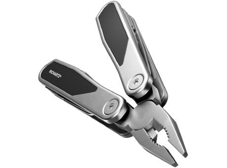RICHARTZ PROTOOL 20+: aufgeklappte Multitool-Zange mit schwarzen Griffeinlagen – Multitool als Werbeartikel mit Ihrem Logo