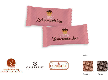 Schokolade 5 g Täfelchen,   1 Stück, Inhalt: Callebaut Vollmilch Werbeartikel