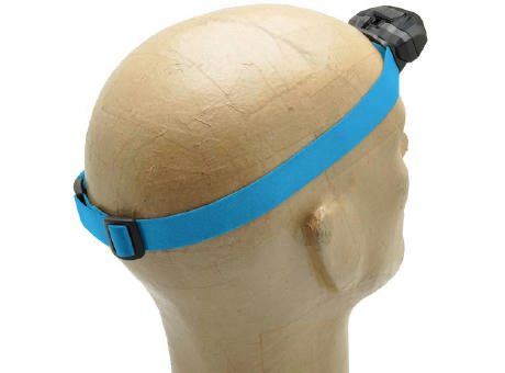 Elastisches Band 2,5cm für Stirnlampe 3W 'Sirius', blau Werbeartikel