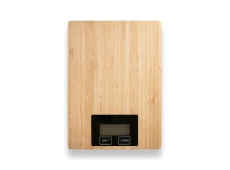 HEISENBERG. Digitale Küchenwaage aus Bambus Werbeartikel