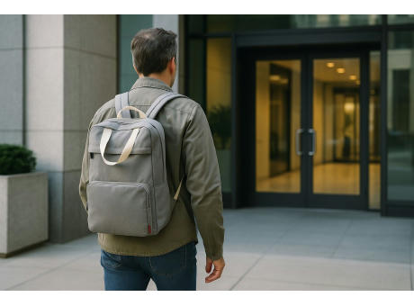 Faltbarer Rucksack 'Cordoba', meliertes Grau RPET bedrucken