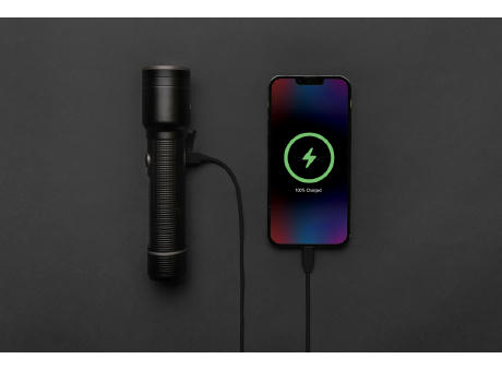 Heavy-Duty USB-Taschenlampe aus RCS recyceltem Aluminium Werbeartikel