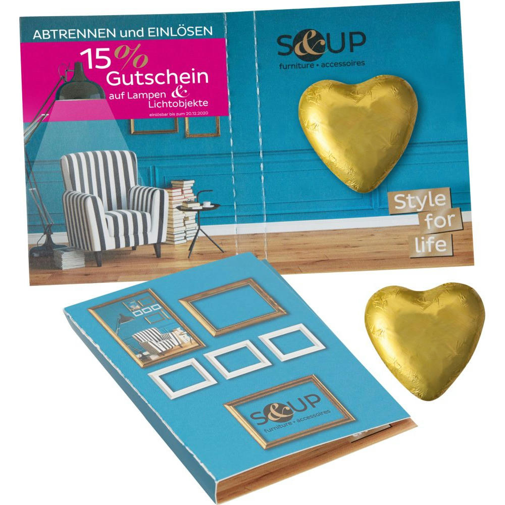 Product image Süßes Briefchen mit Schokoladenherz Werbeartikel
