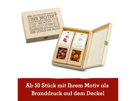 2 Weihnachts-Snacks in der Birkenholzbox bedrucken