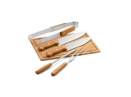 Product image FLARE. Grill-Set aus Holz und Edelstahl, 5-teilig Werbeartikel
