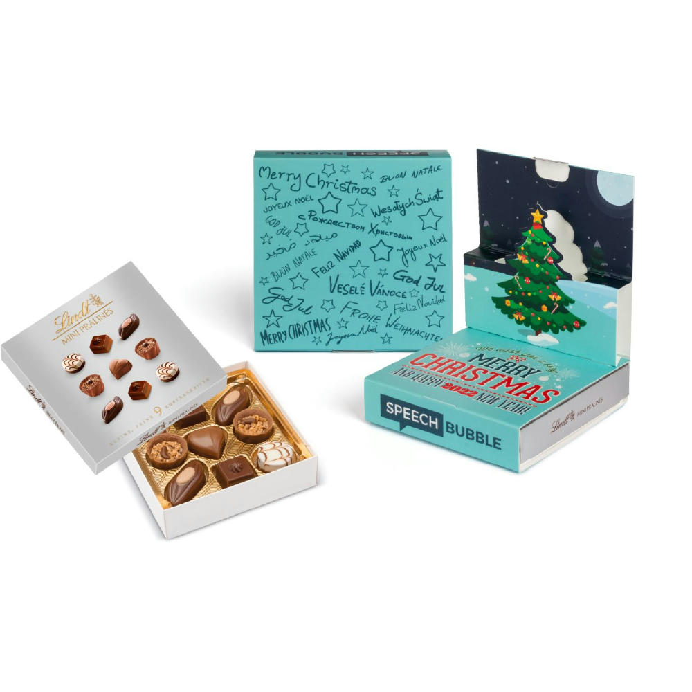 Product image Lindt Mini Pralinés in Christmas Pop-Up Werbeartikel