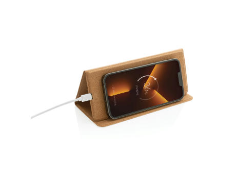 Wireless 10W Kork-Mauspad mit Ladefunktion und Ständer Werbeartikel