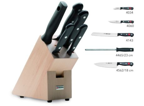 Wüsthof GOURMET Messerblock NEU Buchenholz natur mit 5 Teilen bedrucken