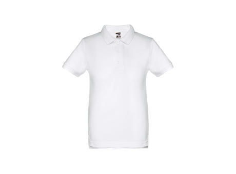 THC ADAM KIDS WH. Kurzärmeliges Poloshirt für Kinder (unisex). Farbe Weiß bedrucken