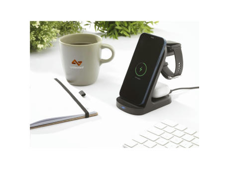 Triple-Up RCS Recycled ABS Wireless Charger Stand Werbeartikel
