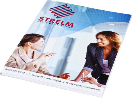 Desk-Mate® A5 Notizblock, Wickelumschlag bedrucken