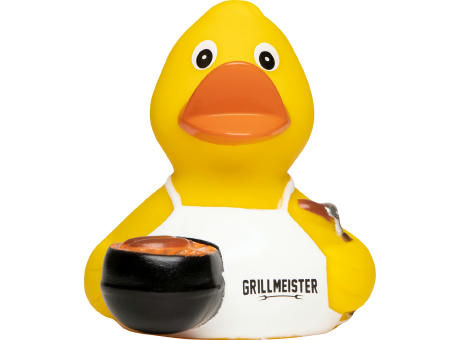 Quietsche-Ente Grillmeister mit Slogan Grillmeister Werbeartikel