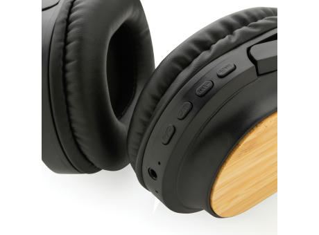 Elite faltbarer kabelloser Kopfhörer aus RCS und Bambus Werbeartikel
