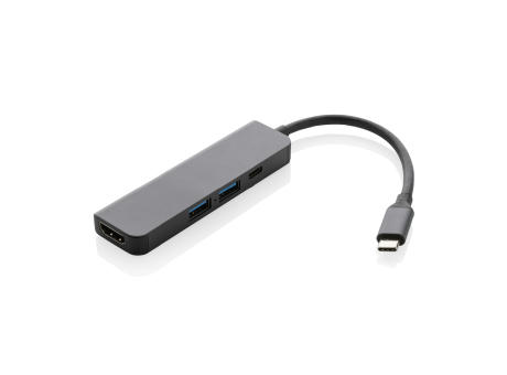 Terra Hub aus RCS recyceltem Aluminium mit HDMI-Input Werbeartikel