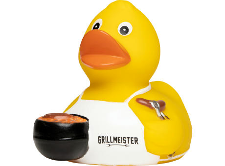 Quietsche-Ente Grillmeister mit Slogan Grillmeister Werbeartikel