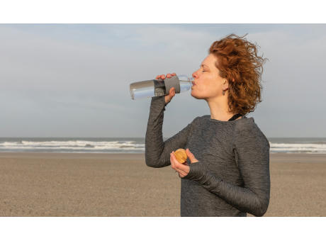 Impact Borosilikat-Glasflasche mit Bambusdeckel Werbeartikel