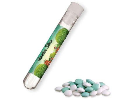 Mint Schokolinsen, ca. 10g, Reagenzglas Werbeartikel