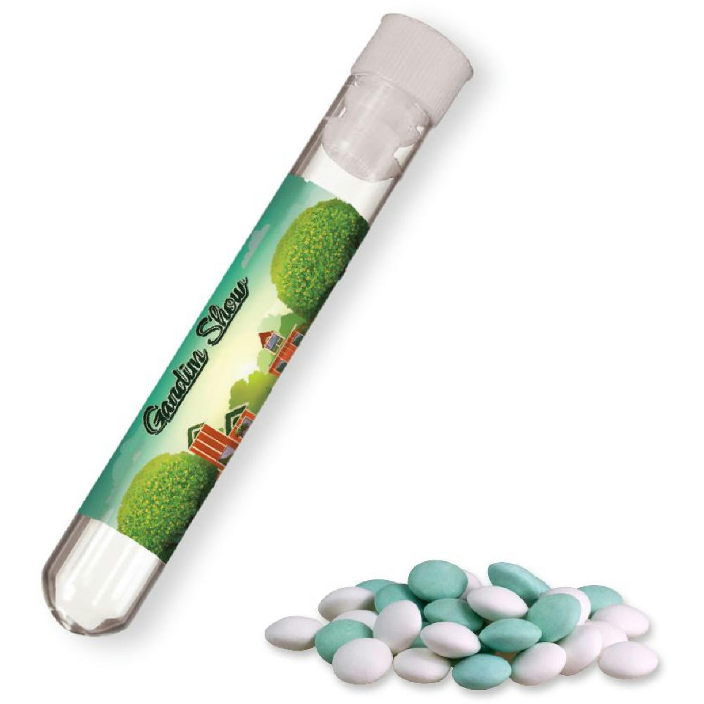 Product image Mint Schokolinsen, ca. 10g, Reagenzglas Werbeartikel