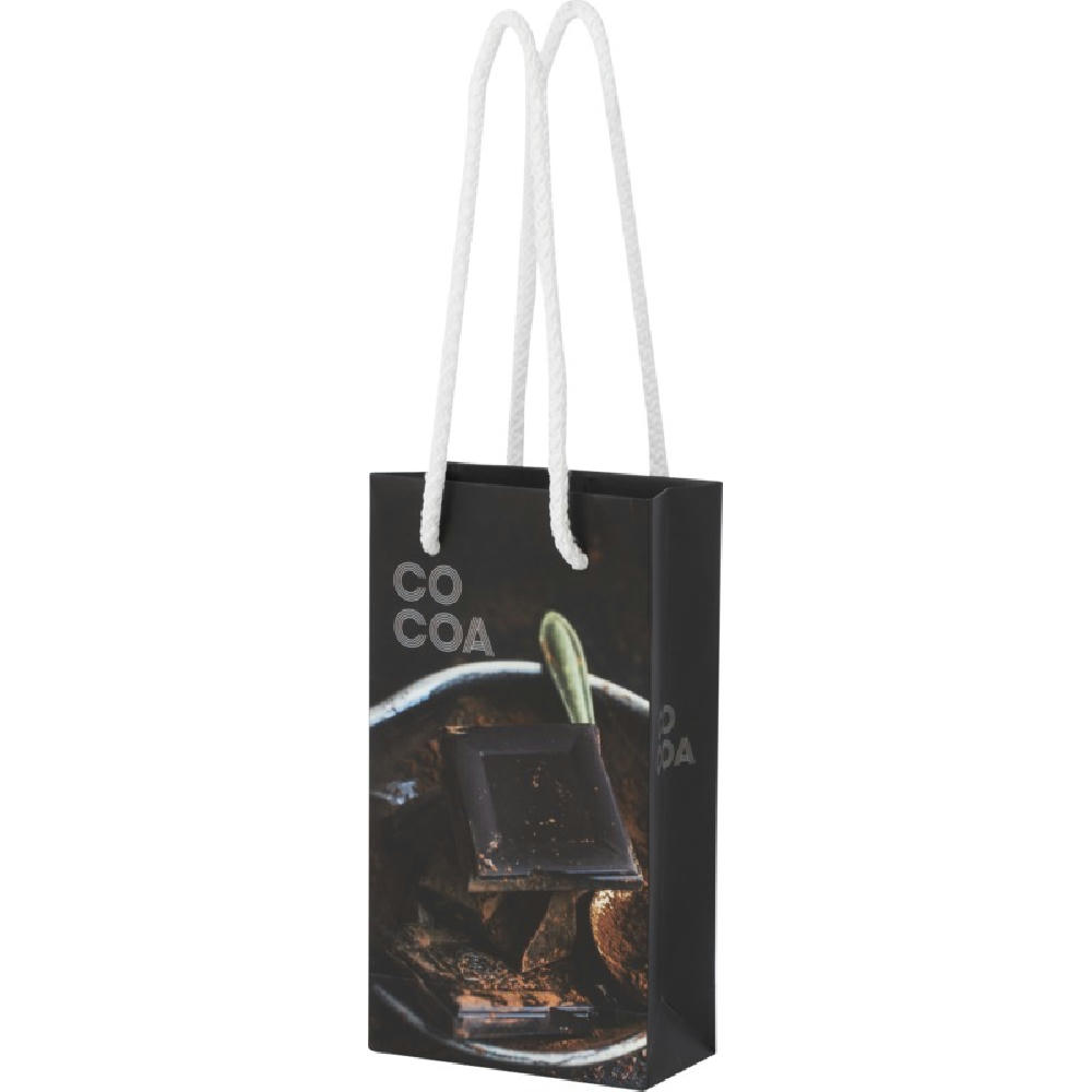 Product image Handgefertigte 170 g/m² Integra-Papiertüte mit Kunststoff Kordelgriffen – 9,5 × 4 × 17 cm Werbeartikel