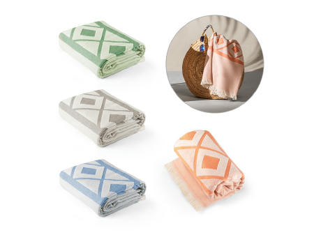 Product image MALEK. Multifunktions- und Badetuch (350g/m²) aus Baumwolle (85%) sowie recycelter Baumwolle (15%), leicht und widerstandsfähig Werbeartikel