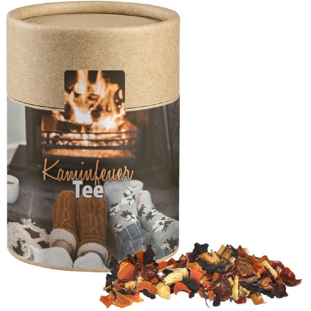 Product image Kaminfeuer Tee, ca. 60g, Kraftpapierdose Midi Werbeartikel