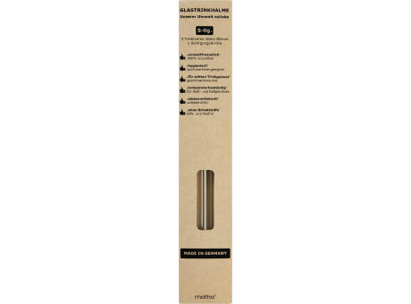 Strohhalm-Set aus 4 Glas-Trinkhalmen mit Reinigungsbürste Werbeartikel