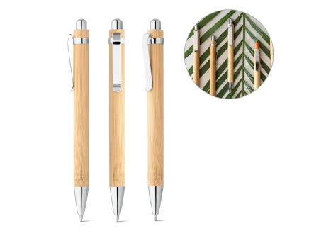 HERA. Bambus-Kugelschreiber mit einem Metallclip bedrucken