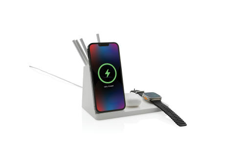 Ontario 15W 3-in-1 Charger aus RCS rec. Kunststoff & Bambus Werbeartikel